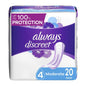 Always Discreet Incontinence Pads by Pasteur Pharmacy, moderate absorbency, regular length, three packs of 20 pads each.