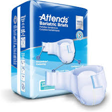 Attends Bariatric Briefs Size 3XL incontinence aids with 8-tab system, designed for bariatric incontinence management