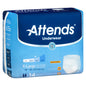 Heavy extra-large Attends disposable underwear for incontinence, showing soft fabric and waistband for comfort and protection.