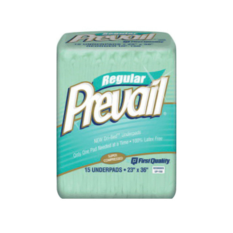 Large Prevail Fluff Underpad for incontinence, soft absorbent surface, waterproof backing, designed for adult care.