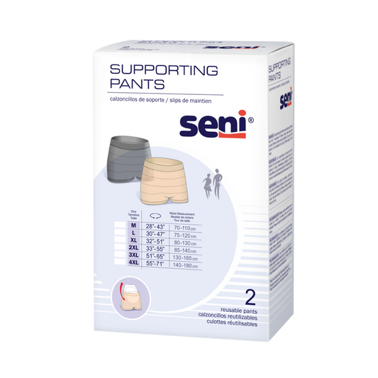 Seni Active Super Supporting Adult Pull-Up Diaper Pants in XL size, two packs of 16, incontinence aid for adults, by Pasteur Pharmacy.