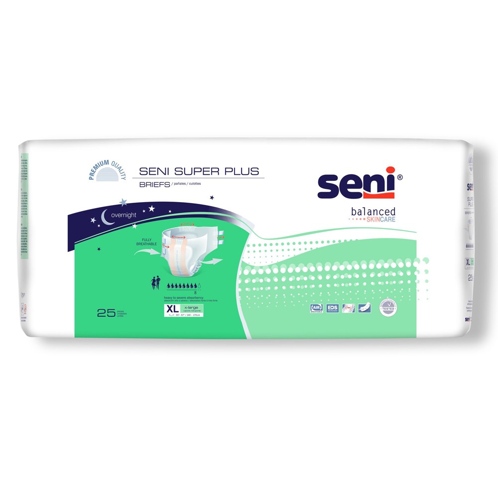 Seni Super Plus adult incontinence brief XL, heavy absorbency, breathable overnight design, severe incontinence aid by Pasteur Pharmacy