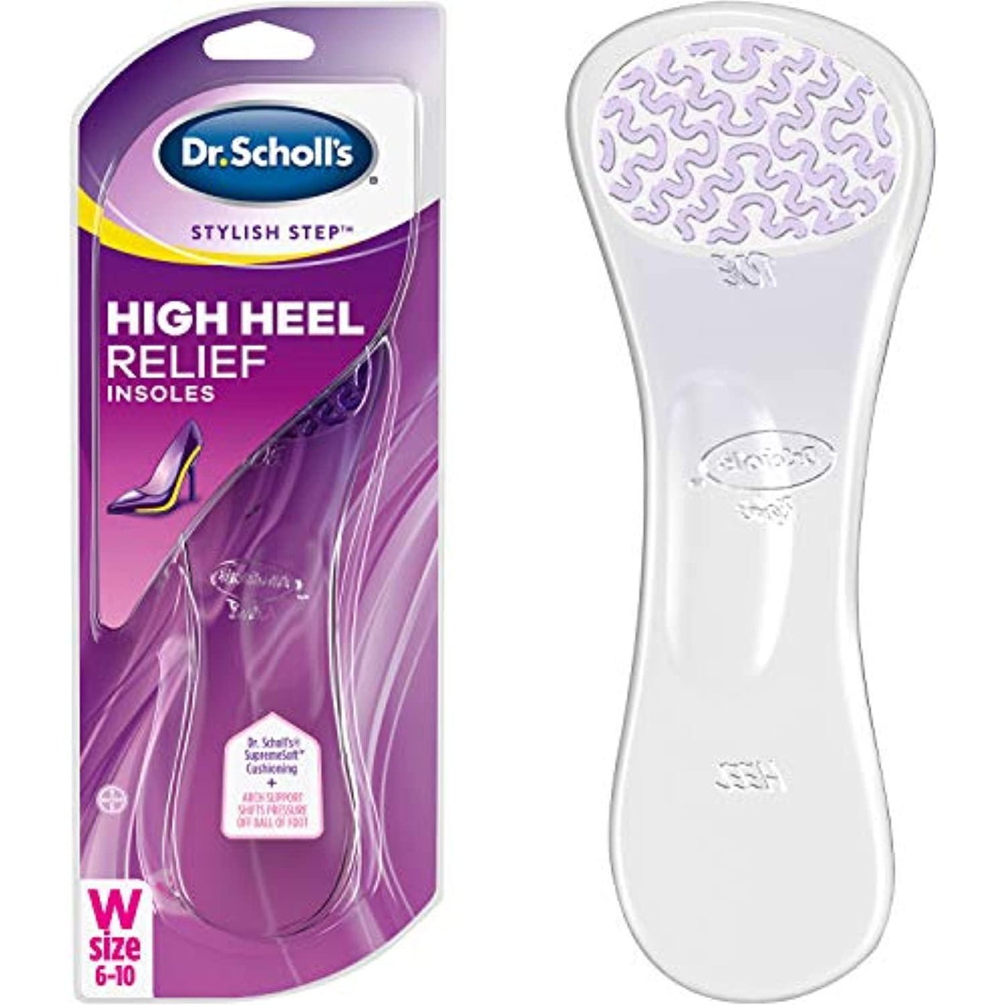 Dr. Scholl's Stylish Step high heel relief insoles, 1 pair, designed for comfort and support in women's high heel shoes.