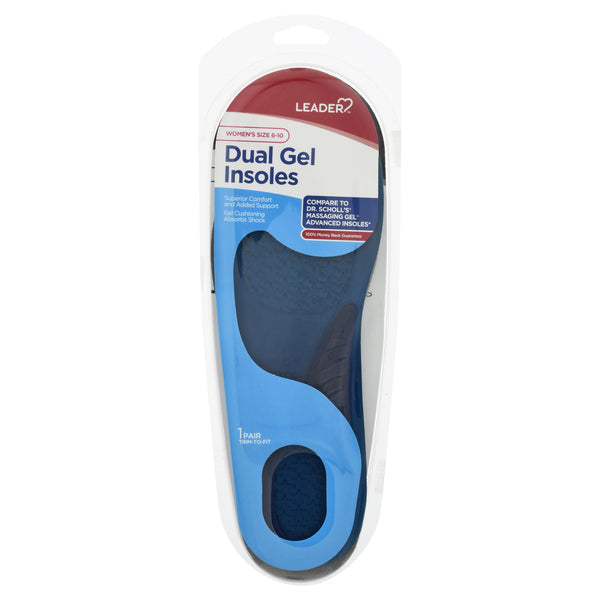 Pasteur Pharmacy women's dual gel insoles in size 6-10, showing comfortable arch support and cushioning for everyday wear.