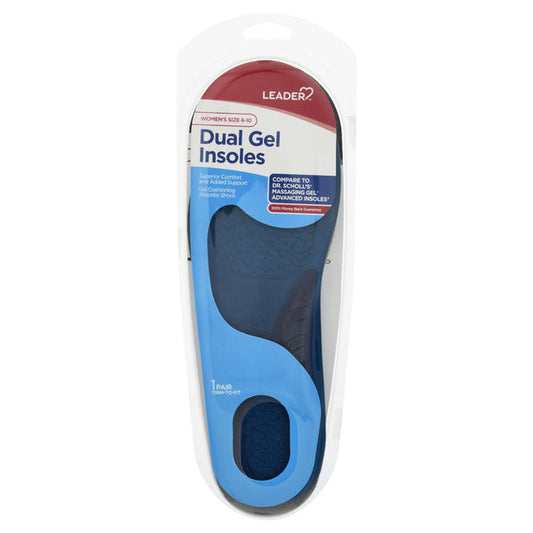 Pasteur Pharmacy women's dual gel insoles in size 6-10, showing comfortable arch support and cushioning for everyday wear.