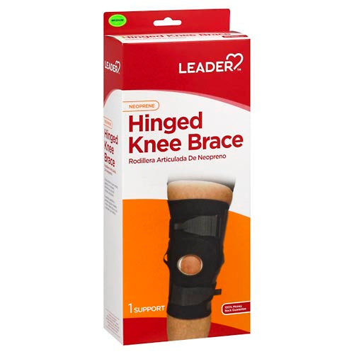 Neoprene hinged knee support brace in medium size, designed for knee stabilization and support by Pasteur Pharmacy.