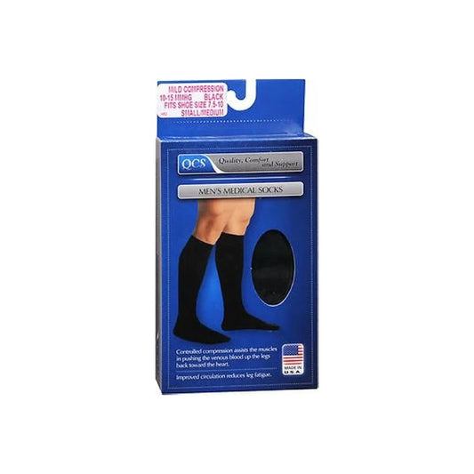 Loving Comfort men's knee-high compression dress socks in black, closed toe, 20-30 mmHg, large size, designed for improved circulation.