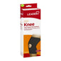 Black Leader(Tm) open patella knee support with stabilizers, slip-on design, for small/medium size, provides knee stabilization.