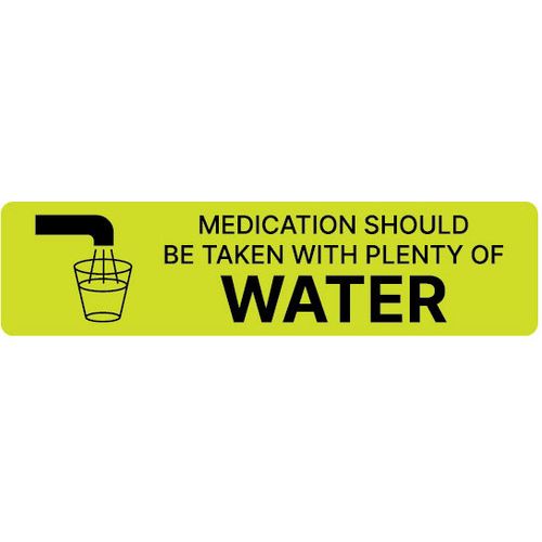 Set of five Pasteur Pharmacy Label Take With Water labels and tags, designed for secure labeling and identification.