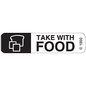 Medical auxiliary labels from Pasteur Pharmacy, "Take with Food" label set, 10 count, used for medication instructions.