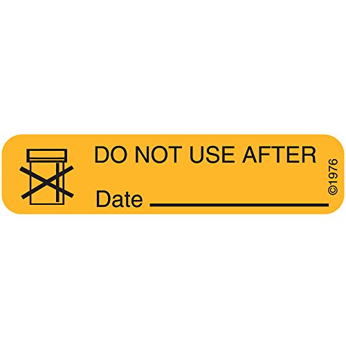 Pharmex 1-28G permanent paper label with "Dont USE After_" text, 1 9/16 x 3/8 inches, goldenrod color for pharmacy use