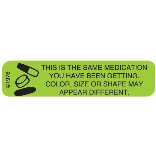 Green Pharmex 1-61G permanent paper label, 1 9/16" x 3/8", for labels and tags by Pasteur Pharmacy