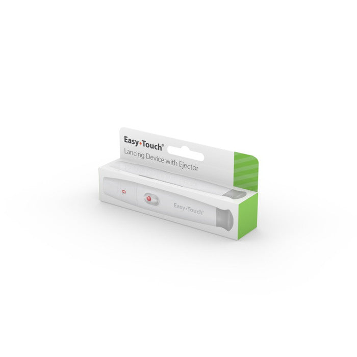 EasyTouch Lancing Device by Pasteur Pharmacy, a portable blood sampling device used for blood glucose testing.