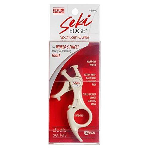 Seki Edge Spot Lash Curler SS-600 from Pasteur Pharmacy, close-up of black eyelash curler with silver accents.