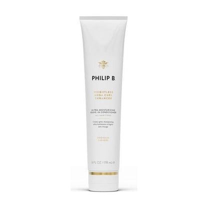 Philip B. Weightless Mega Curl Enhancer Leave-In Conditioner in 6 oz bottle, ideal for defining and moisturizing curls.