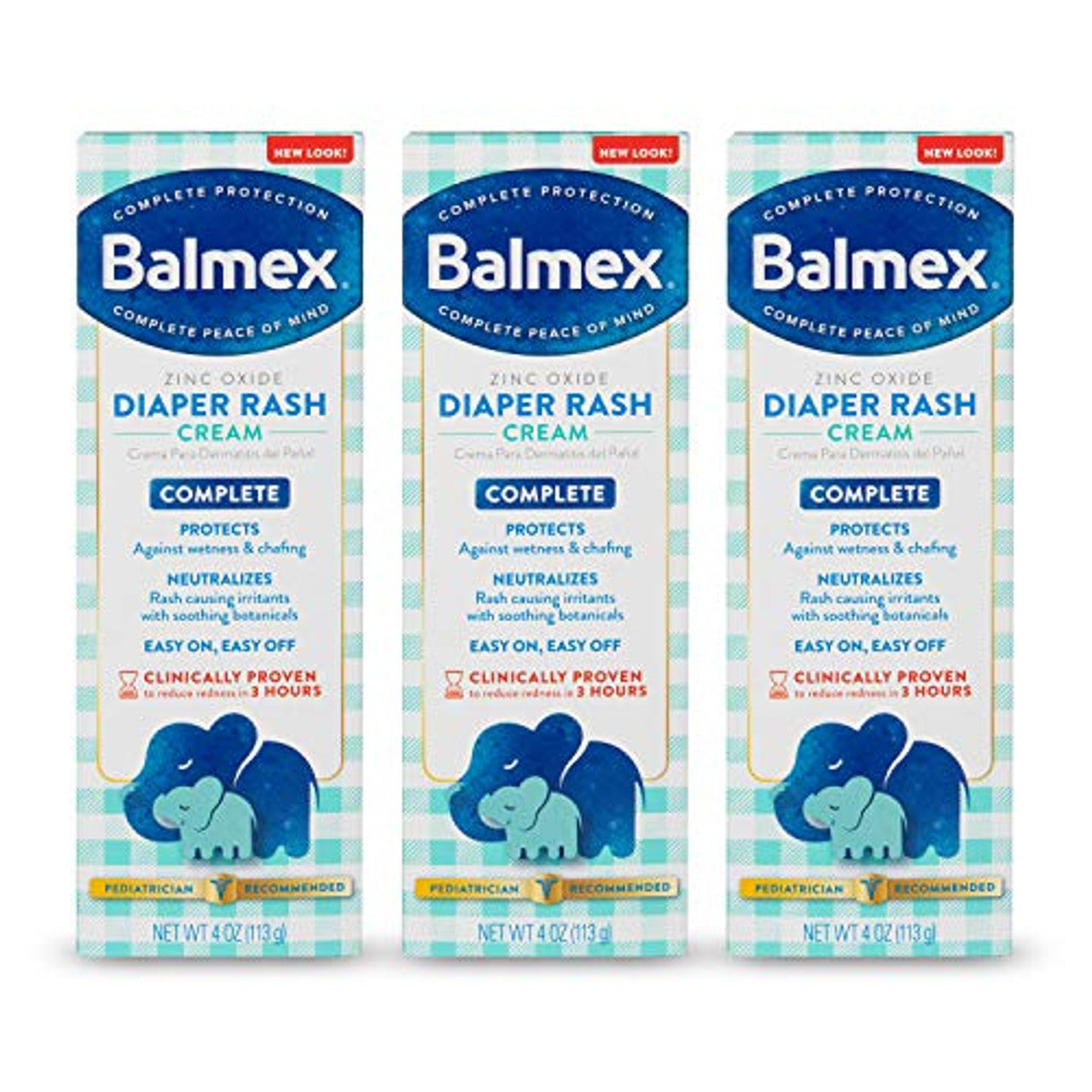 Balmex Complete Protection Diaper Rash Cream by Pasteur Pharmacy, advanced formula lip balm on a neutral background.