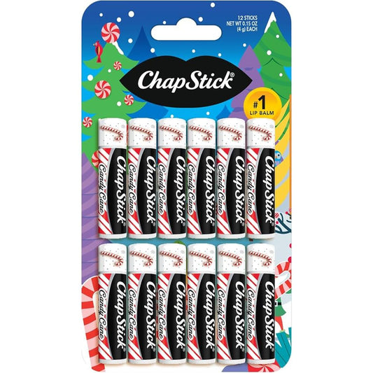 Chapstick St 12 Candy Cane lip balm in a tube, flavored with a peppermint candy cane scent, from Pasteur Pharmacy.
