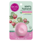 EOS Natural & Organic Lip Balm Sphere in Strawberry Sorbet, featuring a round balm container with a pink label and clear cap.