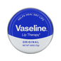 Vaseline Lip Therapy Original mini tin, 0.6 oz, lip balm treatment in a small metal container with a lid.
