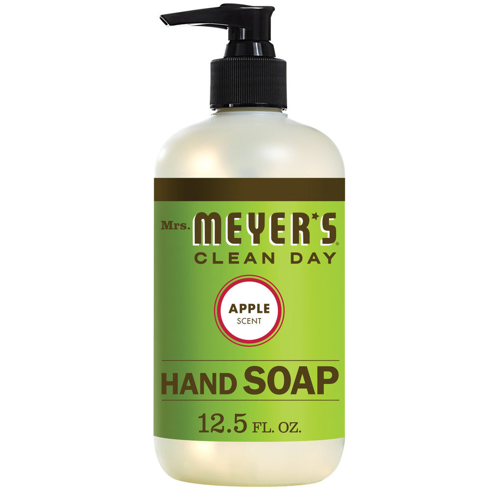Mrs. Meyer’s Clean Day Apple Scent Liquid Hand Soap in a 12.5 oz bottle, natural formula for gentle hand cleansing.