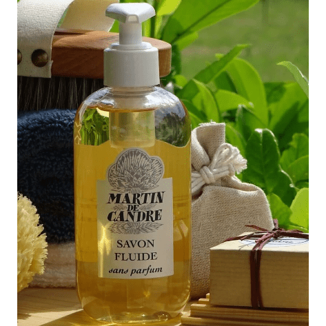 Martin De Candre liquid hand soap from Pasteur Pharmacy collection, neutral scent, natural ingredients, and elegant packaging.
