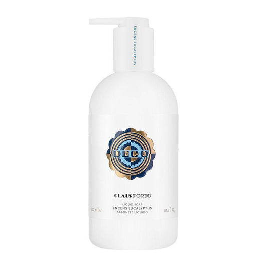 Claus Porto Encens Eucalyptus liquid soap in a 10.1 oz bottle, natural eucalyptus scent, designed for gentle hand cleansing.