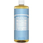 Dr. Bronner's Organic Pure Castile Liquid Soap Baby Mild Unscented 32 fl oz bottle with white label and pump dispenser.