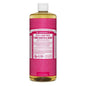 Dr. Bronner's Organic Pure Castile Liquid Soap in Rose scent, 32 fl oz bottle, with label and pump dispenser visible.