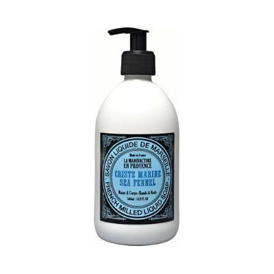 Pasteur Pharmacy Manufacture en la Provence Criste Marine Samphire liquid soap bottle, 500ml, with a clean, minimalist design.
