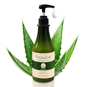 Pasteur Pharmacy Spanature Aloe Vera Hand and Body Lotion, creamy lotion with aloe vera for moisturizing skin.