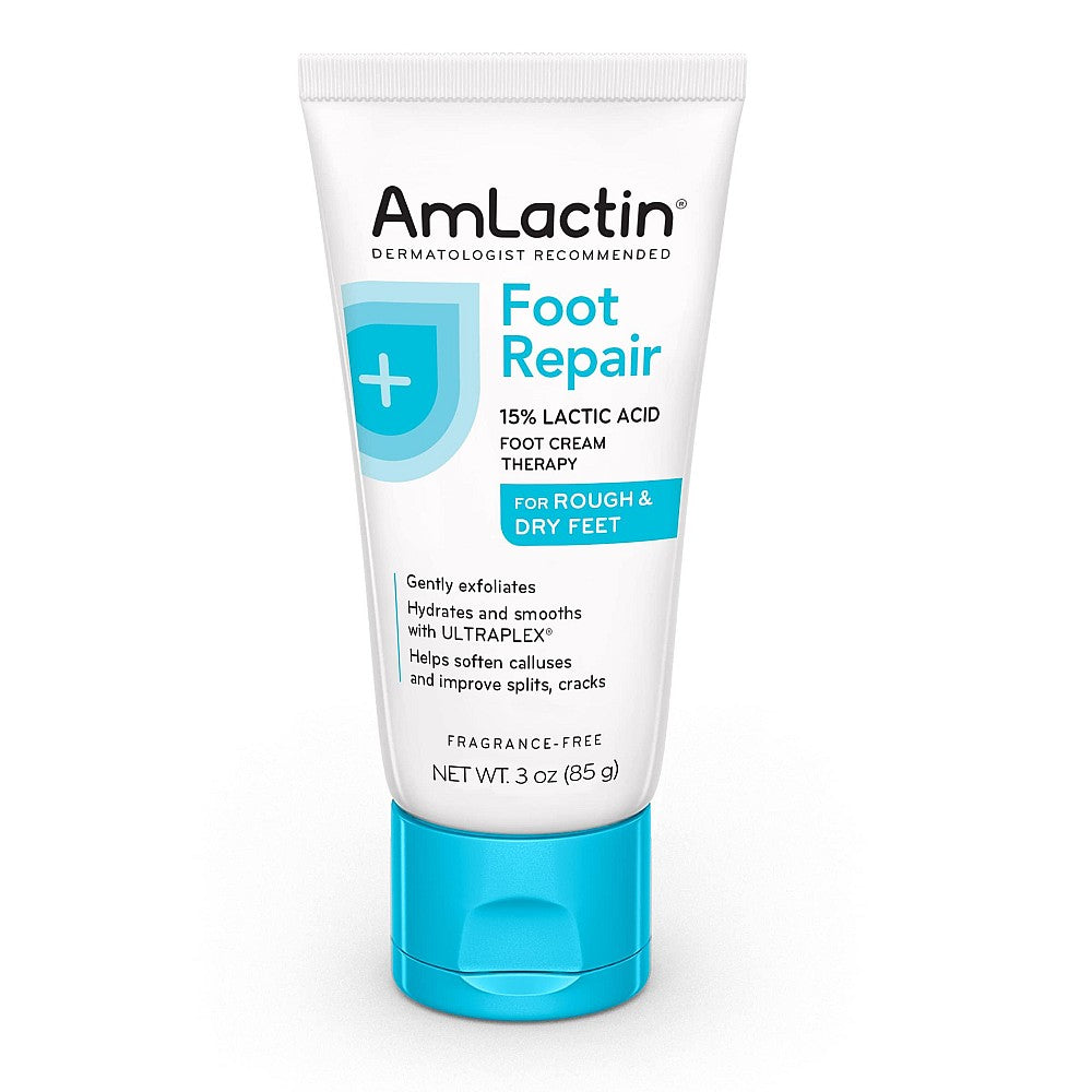 AmLactin Foot Repair Cream from Pasteur Pharmacy, 85g, moisturizing lotion for dry, cracked heels, smooths and heals skin.