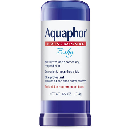 Aquaphor Baby Healing Balm Stick with avocado oil and shea butter, moisturizing lotion and moisturizer for gentle baby skin.