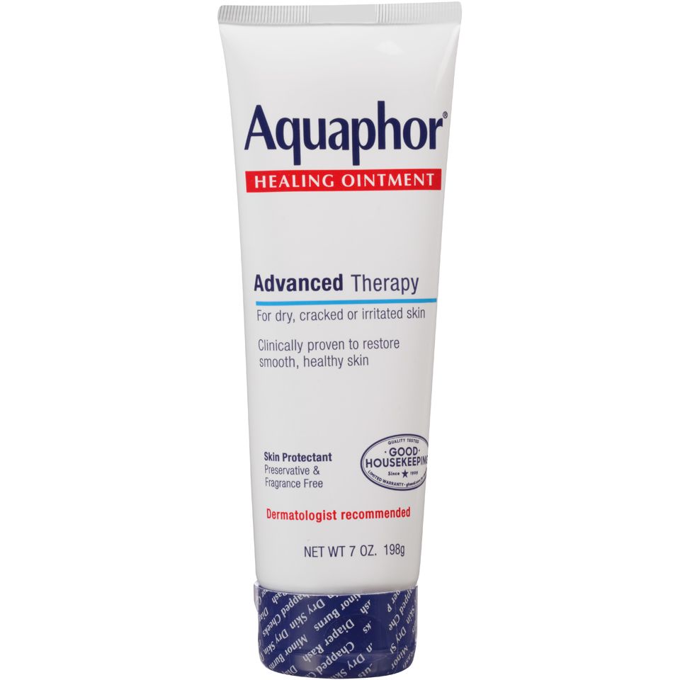 Aquaphor Healing Ointment 7 oz tube, advanced skin moisturizer and protector, designed for dry and damaged skin.
