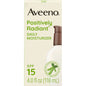Aveeno Positively Radiant Daily Facial Moisturizer with SPF 15 in a 4 fl oz bottle, featuring smooth lotion and brightening formula.