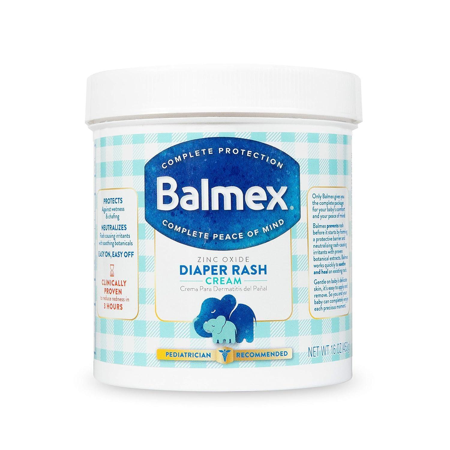 Balmex Complete Zinc Oxide Diaper Rash Cream 16 Oz in a tube, soothing lotion for diaper rash protection by Pasteur Pharmacy