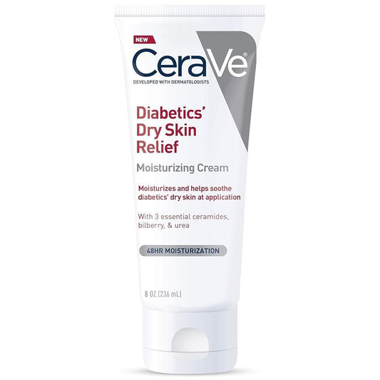 CeraVe Diabetics Dry Skin Relief Moisturizing Cream in 8 oz bottle, soothing lotion for dry, sensitive skin