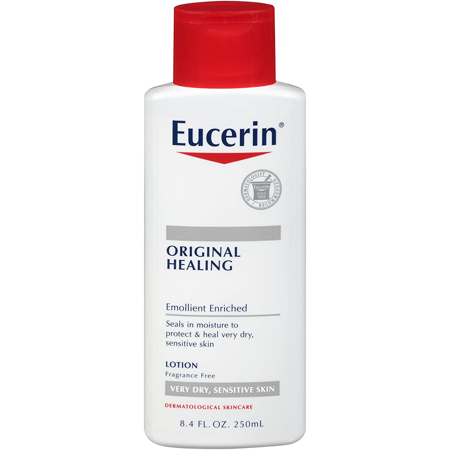 Eucerin Healing Lotion Original Rich 8.4 oz bottle, moisturizing lotion and skin moisturizer by Pasteur Pharmacy