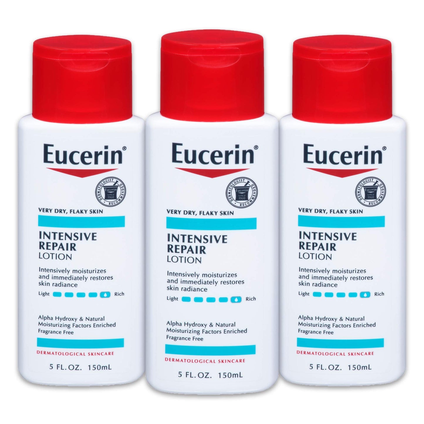 Eucerin Intensive Repair Very Dry Skin Lotion in 5 oz bottle, moisturizing and soothing for very dry skin