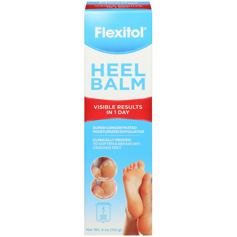 Flexitol Heel Balm Cream in 4 oz tube, moisturizing lotion for dry, cracked heels by Pasteur Pharmacy
