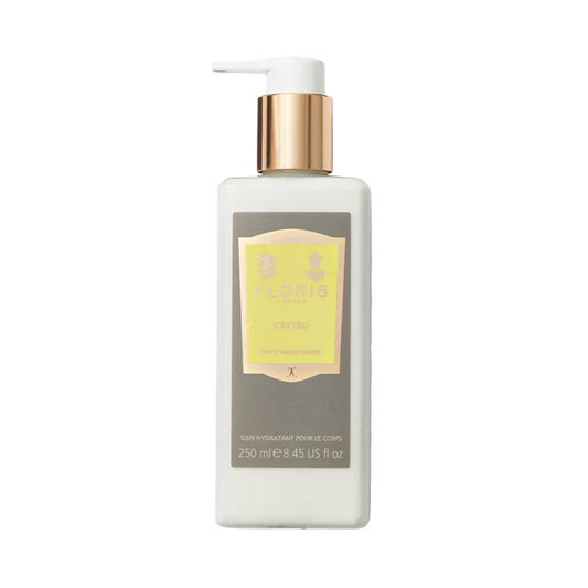 Florence London Cefiro Enriched Body Moisturiser 250ml lotion bottle with elegant packaging, hydrating and nourishing skin care.