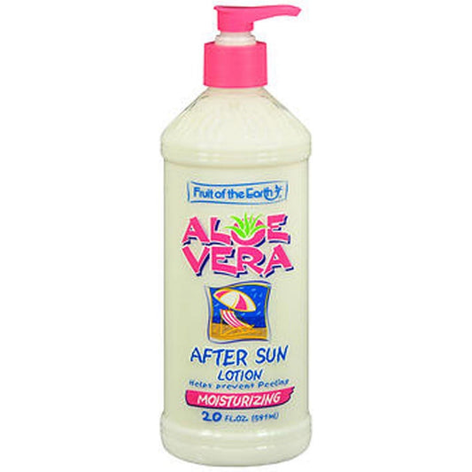 Fruit of the Earth Aloe Vera After Sun Lotion bottle, 20 oz, moisturizing lotion and skin soother from Pasteur Pharmacy