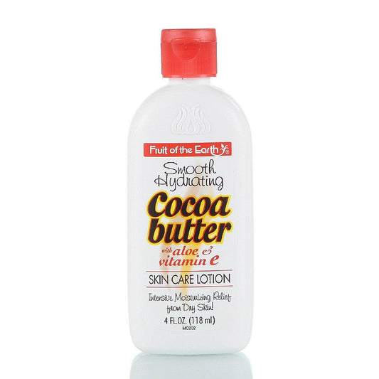 Fruit of the Earth Cocoa Butter with Aloe Lotion by Pasteur Pharmacy, 4 oz bottle, creamy moisturizer for skin hydration