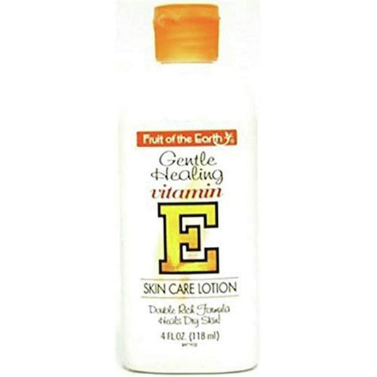 Fruit of the Earth Vitamin E Lotion by Pasteur Pharmacy, 4 oz, moisturizing skin care lotion in a pump bottle.