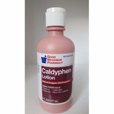 G.n.p. Caldyphen Lotion 6 fl oz bottle, Pasteur Pharmacy moisturizer and skin lotion with soothing formula and white bottle.