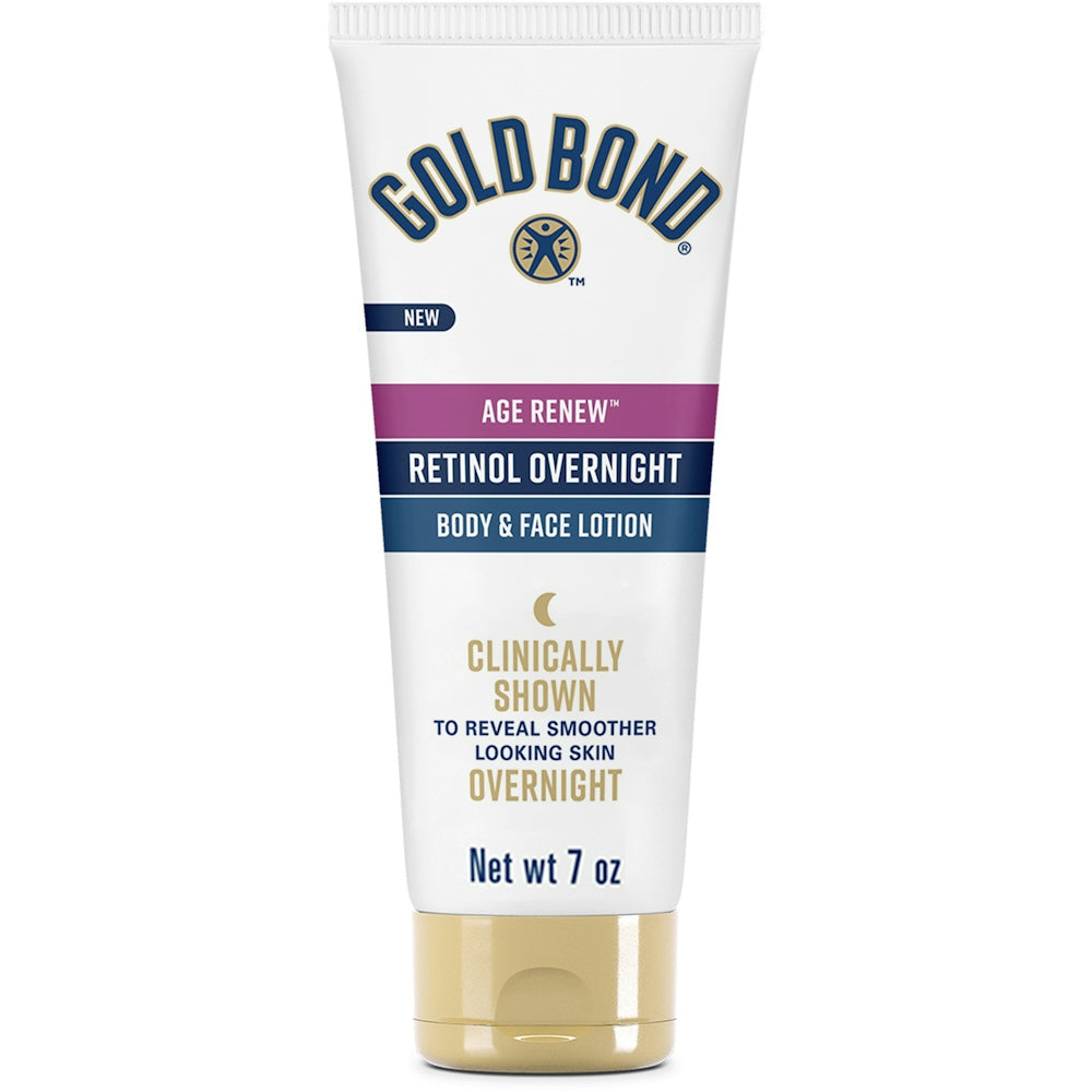 Gold Bond Age Renew Retinol Overnight Lotion for face and body, 7 oz, moisturizing and anti-aging skincare by Pasteur Pharmacy