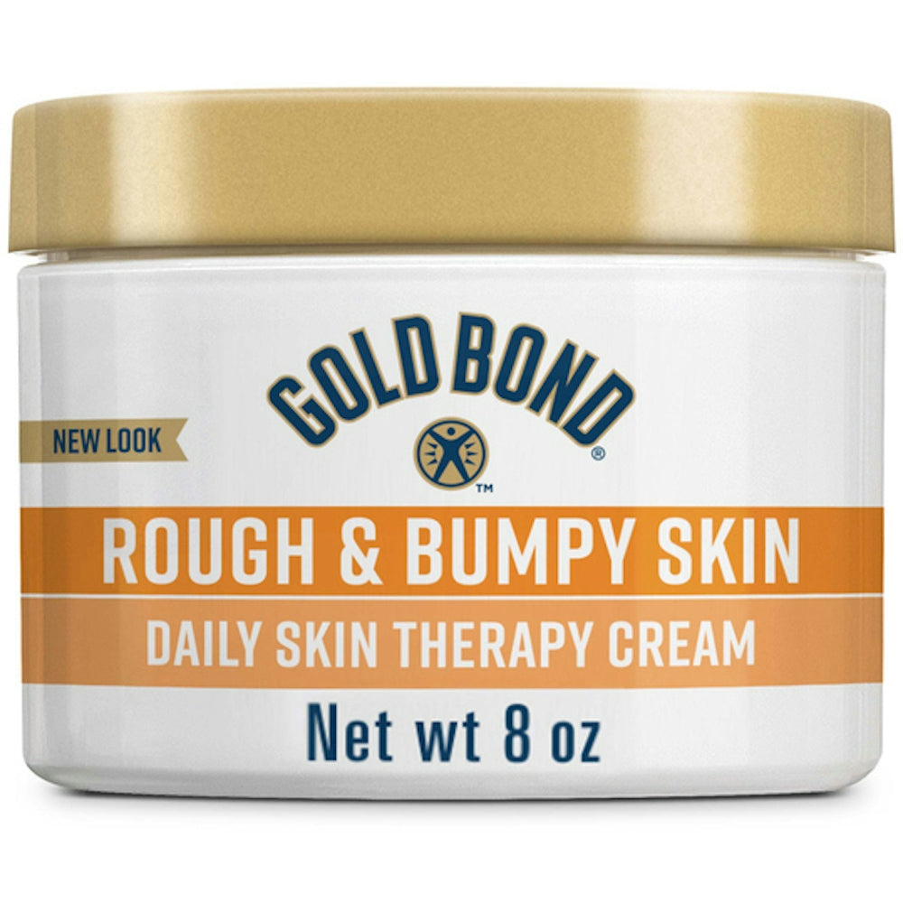 Gold Bond Ultimate Rough & Bumpy Skin Daily Therapy Cream in 8 oz tube, moisturizing lotion for dry, rough skin.