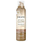 Foaming Jergens Natural Glow Daily Moisturizer for medium to tan skin tones, in a white lotion bottle with a pump dispenser.