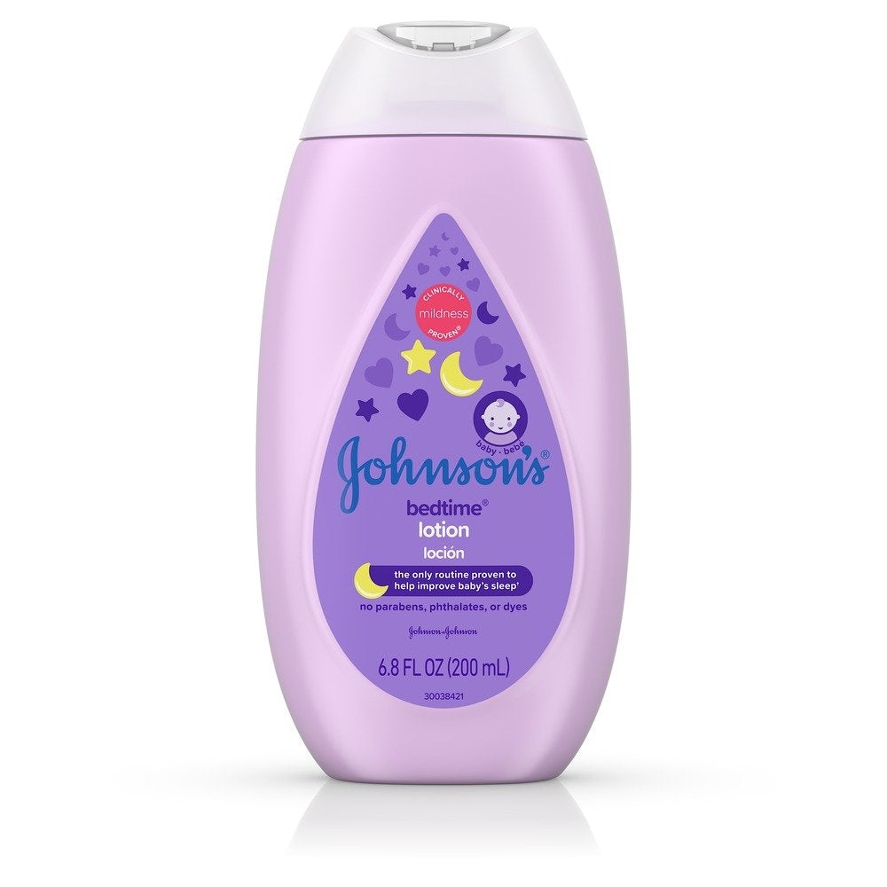 Johnson's Baby Bedtime Lotion, 13.6 fl oz, soothing moisturizer for babies with gentle formula and calming scent.