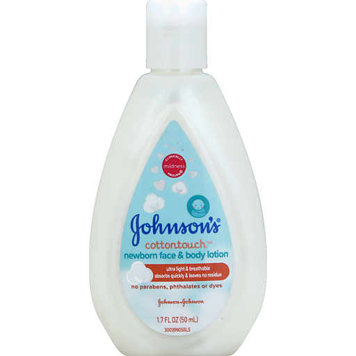 Johnson's Baby Cotton Touch lotion for newborns, face and body moisturizer in a 13.5 oz bottle, gentle skin care for babies