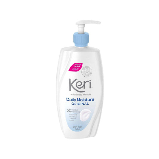 Keri Daily Dry Skin Therapy Moisture Original Body Lotion in 20 oz bottle, moisturizing and nourishing for dry skin.